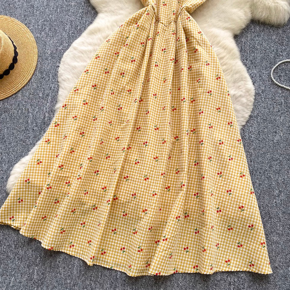 Sweetie Lace Trim Plaid Slip Dress
