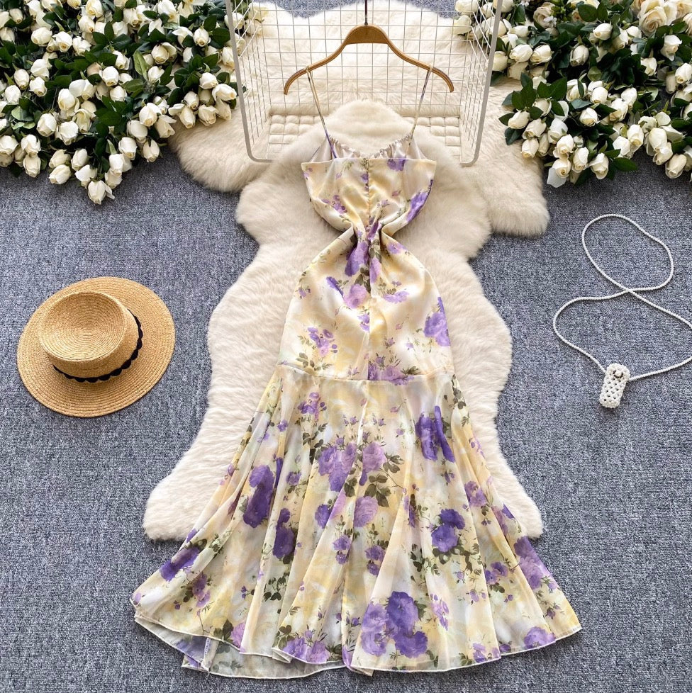 Vintage Lace Trim Floral Slip Dress