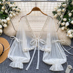 Sweetie Flared Sleeve Sunscreen Chiffon Top