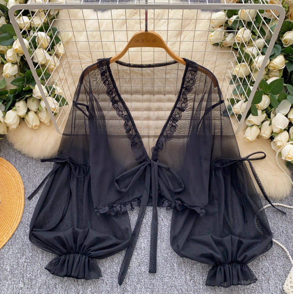 Sweetie Flared Sleeve Sunscreen Chiffon Top