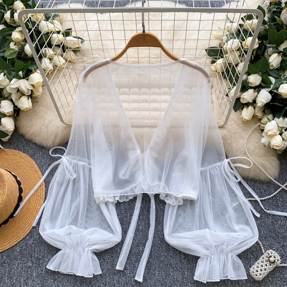 Sweetie Flared Sleeve Sunscreen Chiffon Top