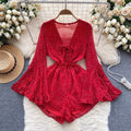 Sweetie Dot Printed Wide-leg Rompers