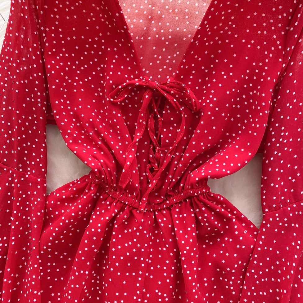 Sweetie Dot Printed Wide-leg Rompers