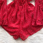 Sweetie Dot Printed Wide-leg Rompers
