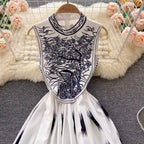 Courtly Embroidered Sleeveless Dress
