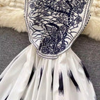 Courtly Embroidered Sleeveless Dress