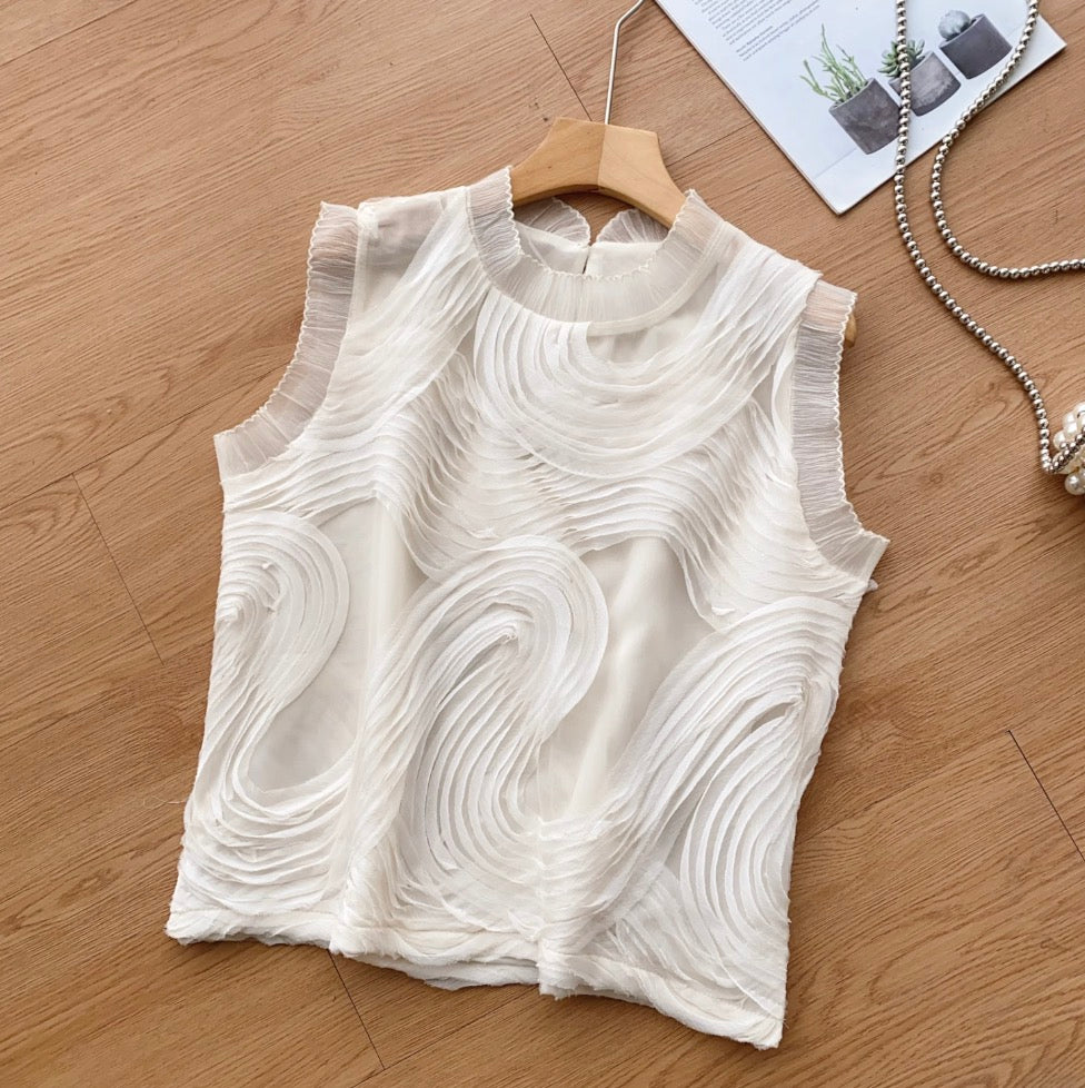 Sweetie Round Collar Ruffled Top