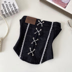 Vintage Lace Patchwork Denim Top