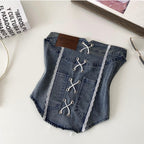 Vintage Lace Patchwork Denim Top