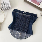 Vintage Lace Patchwork Denim Top