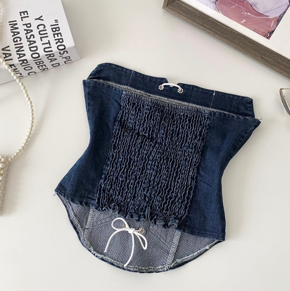Vintage Lace Patchwork Denim Top