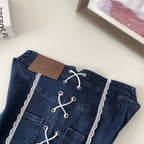 Vintage Lace Patchwork Denim Top