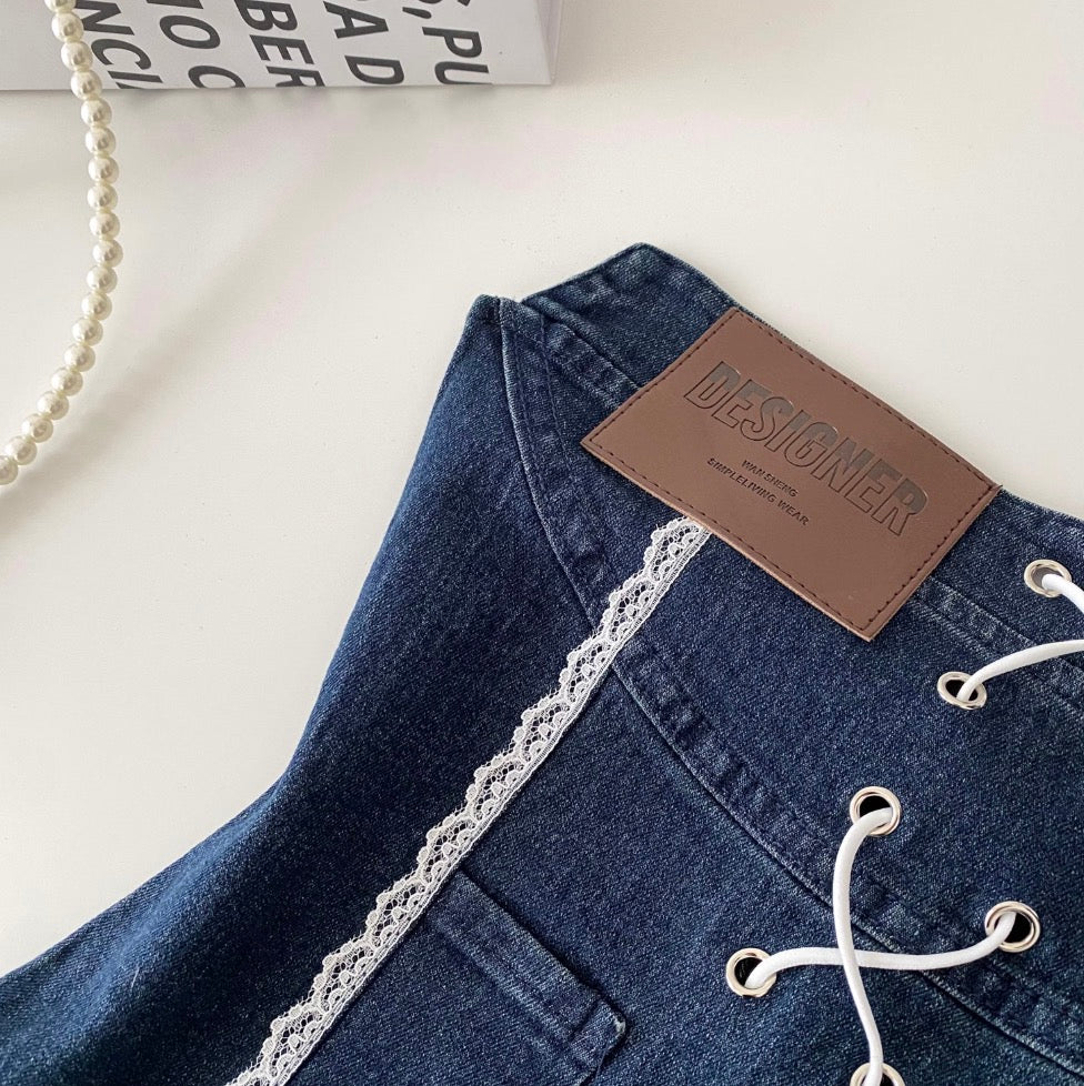 Vintage Lace Patchwork Denim Top
