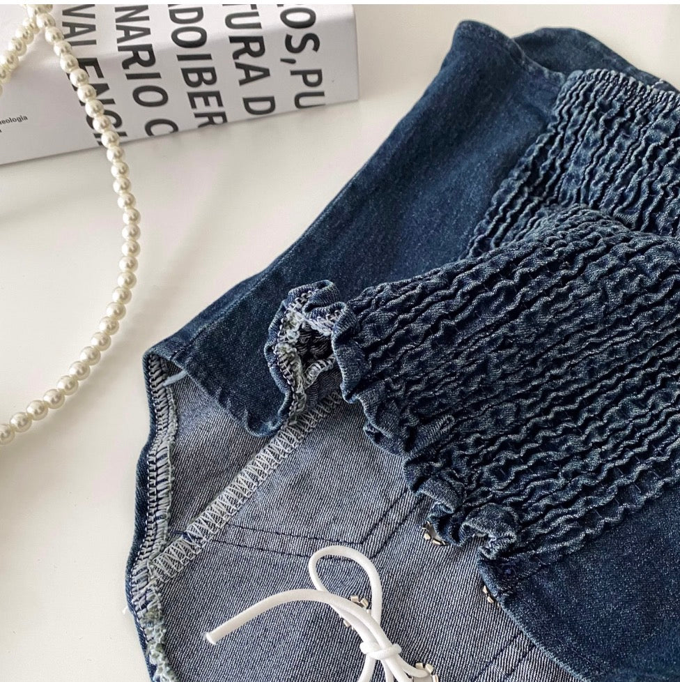 Vintage Lace Patchwork Denim Top