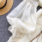 Courtly Embroidered Ruffled Apricot Dress