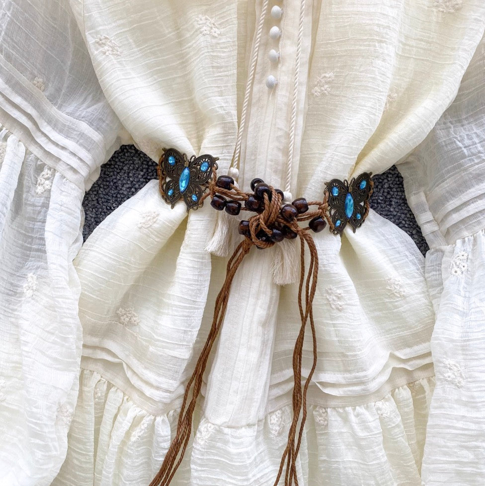 Courtly Embroidered Ruffled Apricot Dress