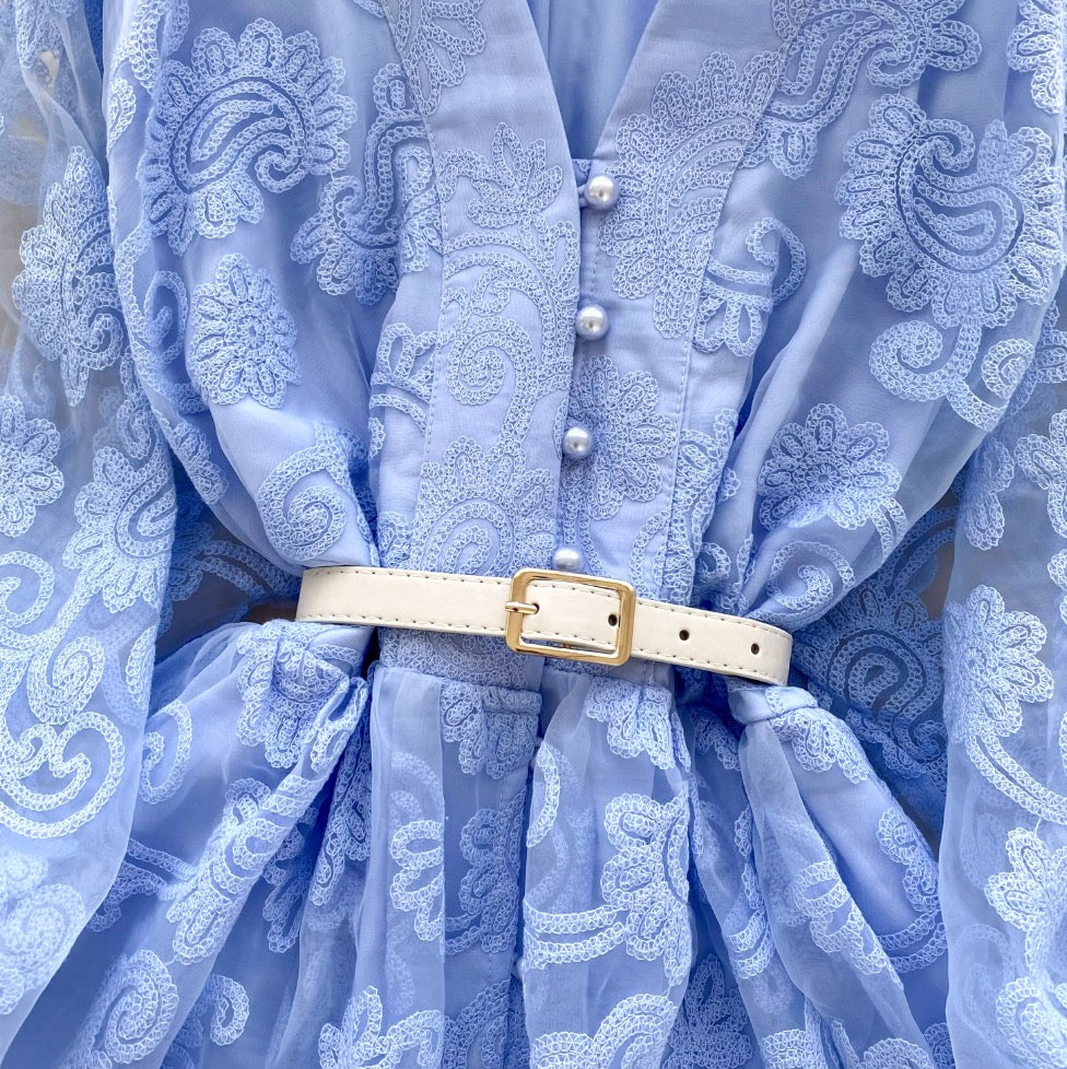 Courtly Embroidery Floral Shirt Dress