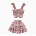 Chic Ruffled Camisole & Skirt 2Pcs