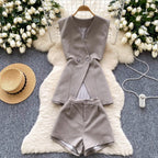 Suit Vest & Shorts OL Outfit 2Pcs
