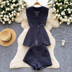 Suit Vest & Shorts OL Outfit 2Pcs