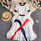 Color Blocking Chiffon Sweater Dress