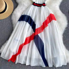 Color Blocking Chiffon Sweater Dress
