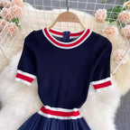 Color Blocking Chiffon Sweater Dress