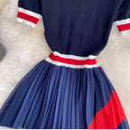 Color Blocking Chiffon Sweater Dress