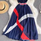 Color Blocking Chiffon Sweater Dress