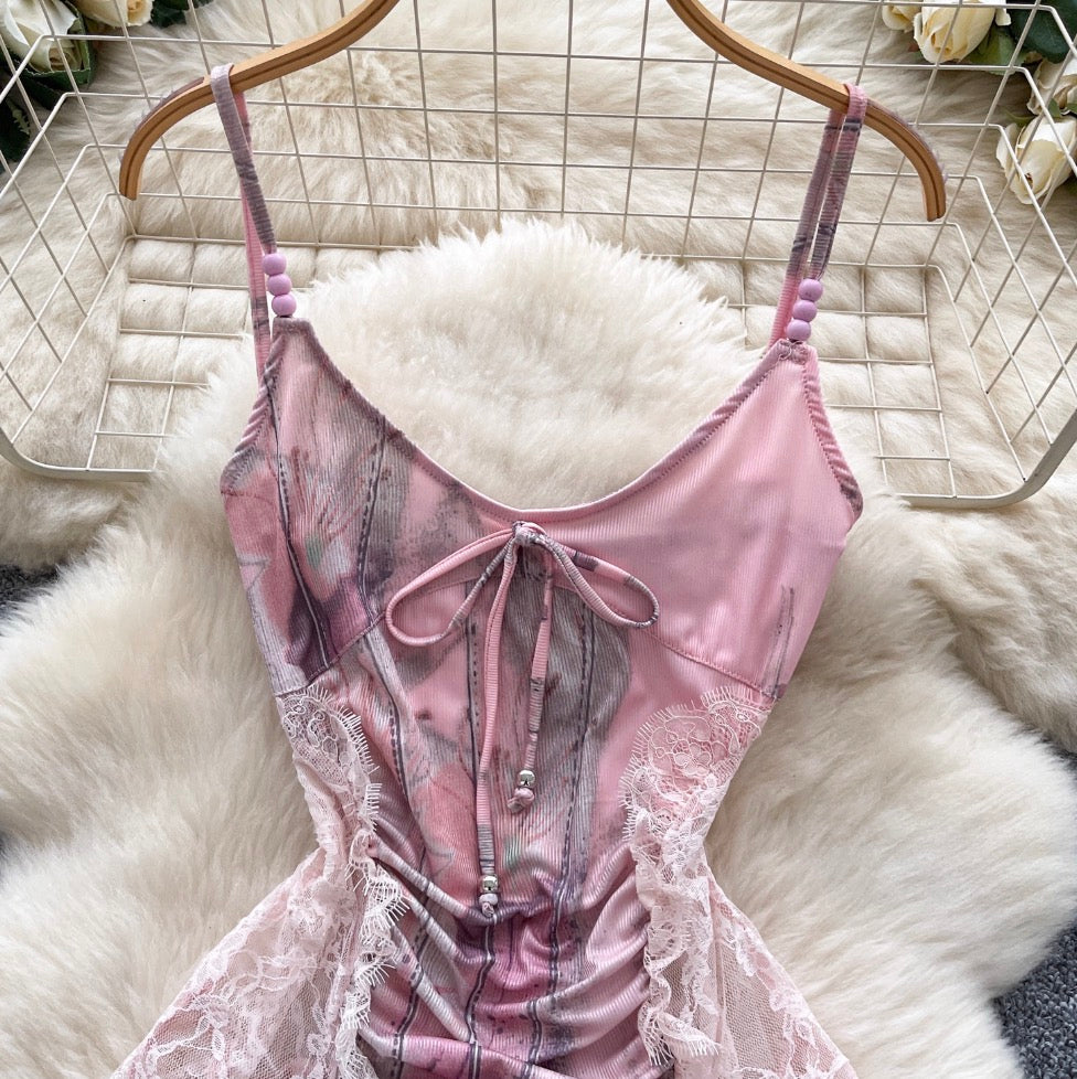 Vintage Lace-trim Patchwork Camisole