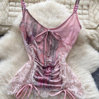 Vintage Lace-trim Patchwork Camisole