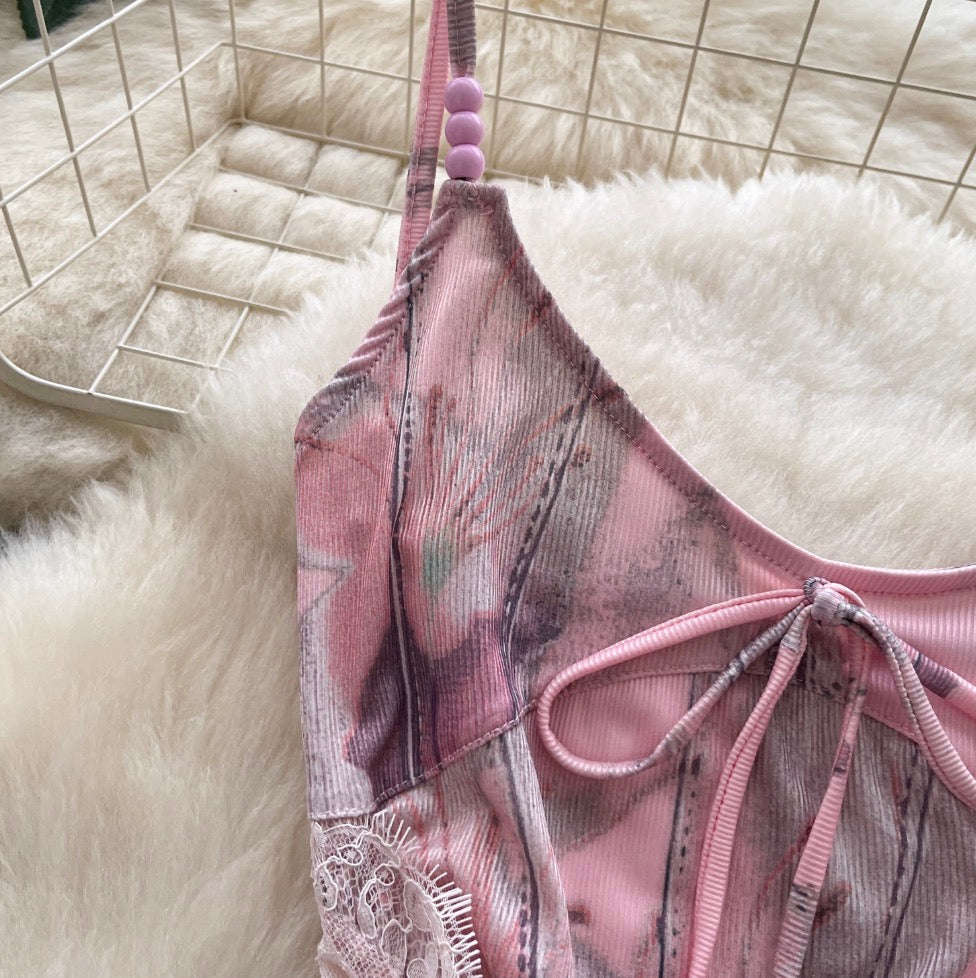 Vintage Lace-trim Patchwork Camisole