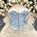 Sweetie Lace-up Ruffled Patchwork Top