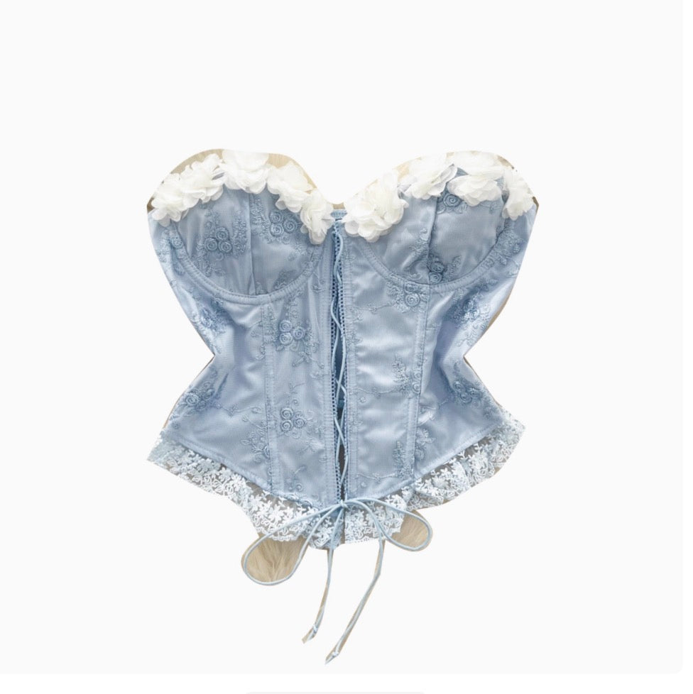 Sweetie Lace-up Ruffled Patchwork Top