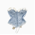 Sweetie Lace-up Ruffled Patchwork Top