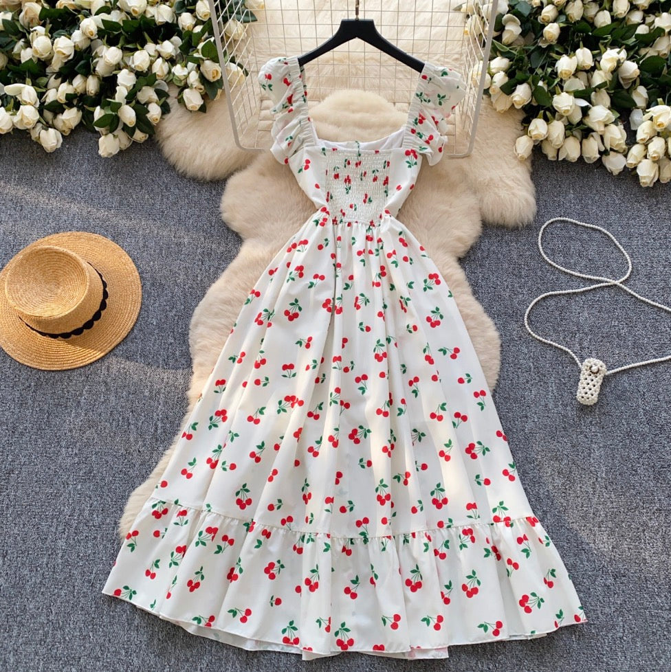 Sweetie Cherry Printed Shirt Dress