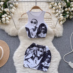 Chic Printed Camisole & Skirt 2Pcs