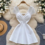 V-neck Hollowed Solid Color Dress