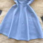 V-neck Hollowed Solid Color Dress