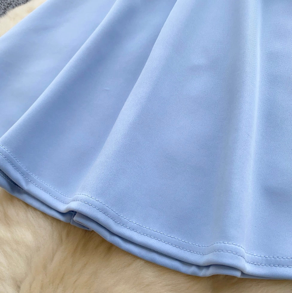 V-neck Hollowed Solid Color Dress