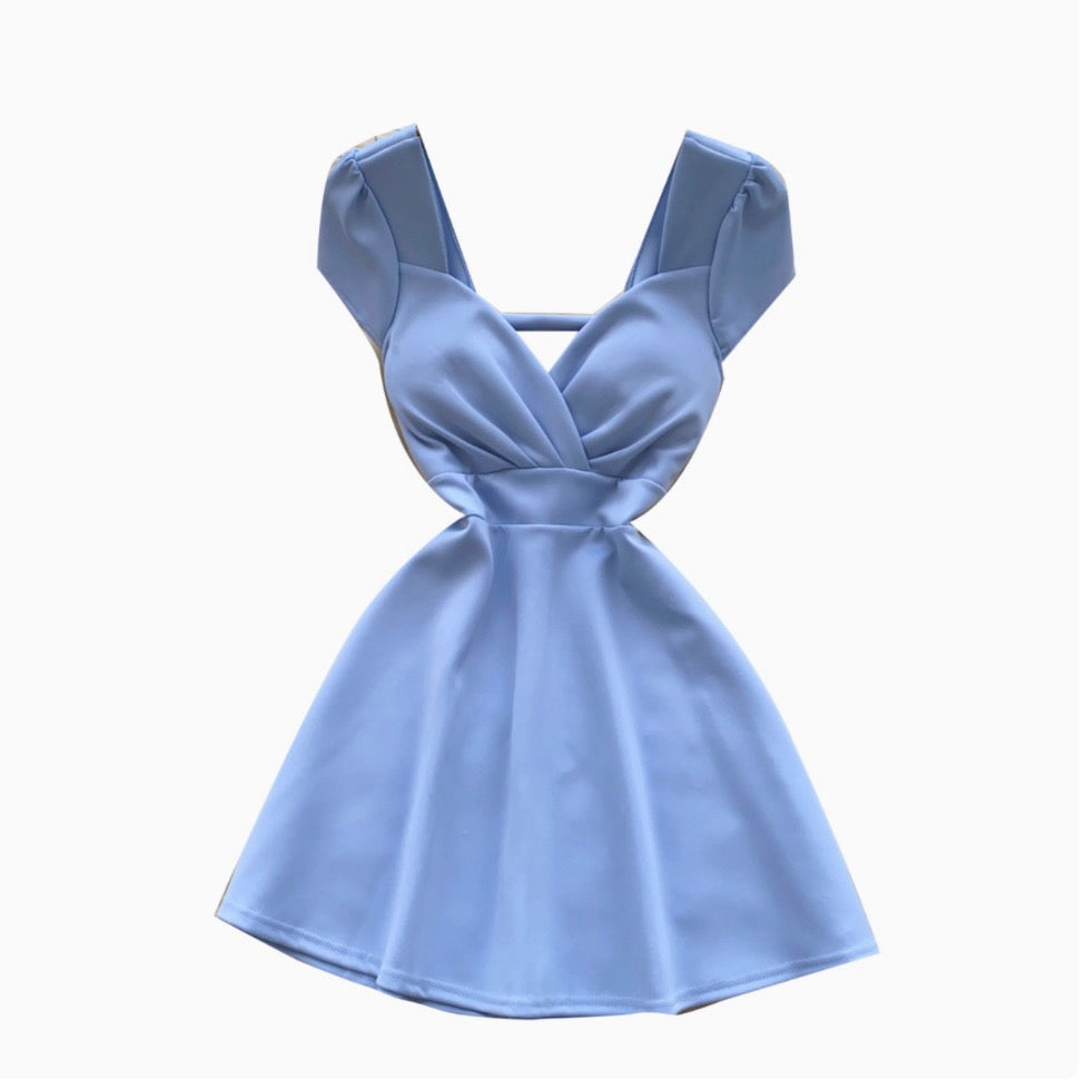 V-neck Hollowed Solid Color Dress