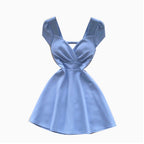 V-neck Hollowed Solid Color Dress