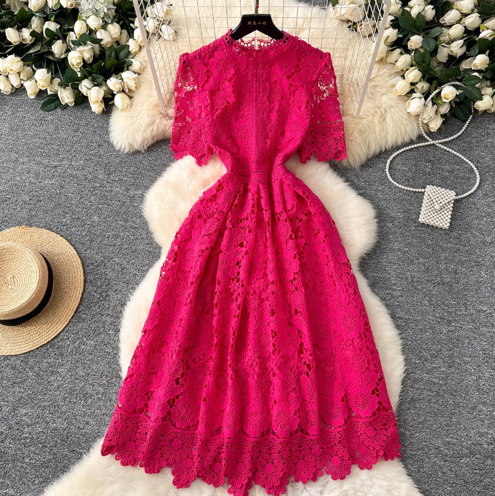 Vintage Crochet Lace A-line Dress