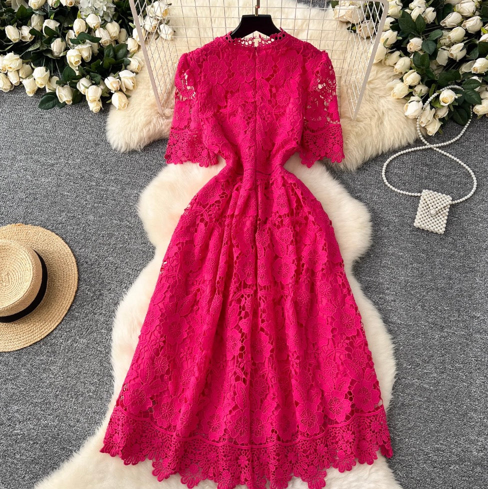 Vintage Crochet Lace A-line Dress