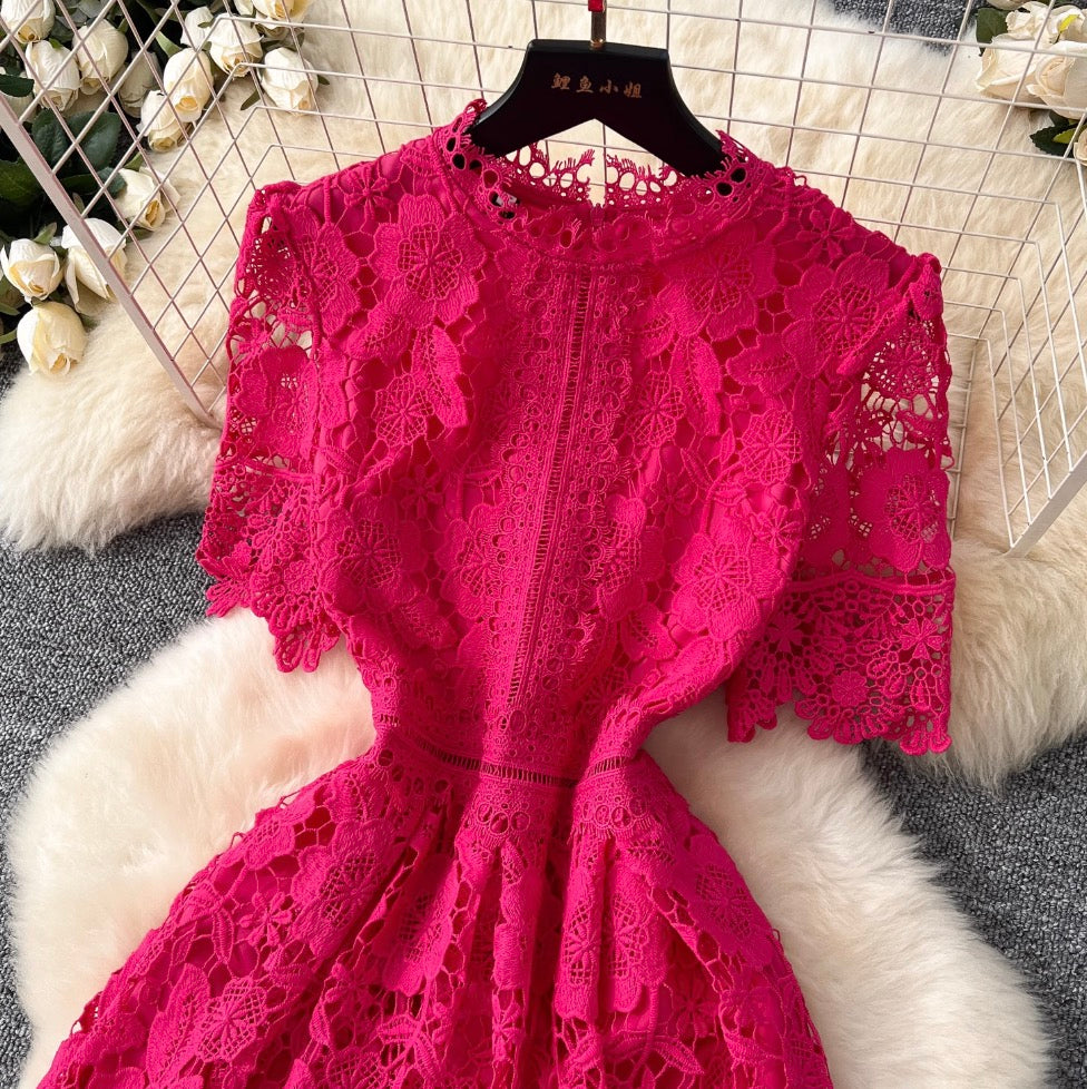 Vintage Crochet Lace A-line Dress