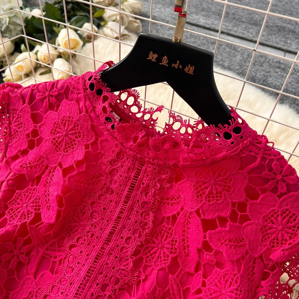 Vintage Crochet Lace A-line Dress