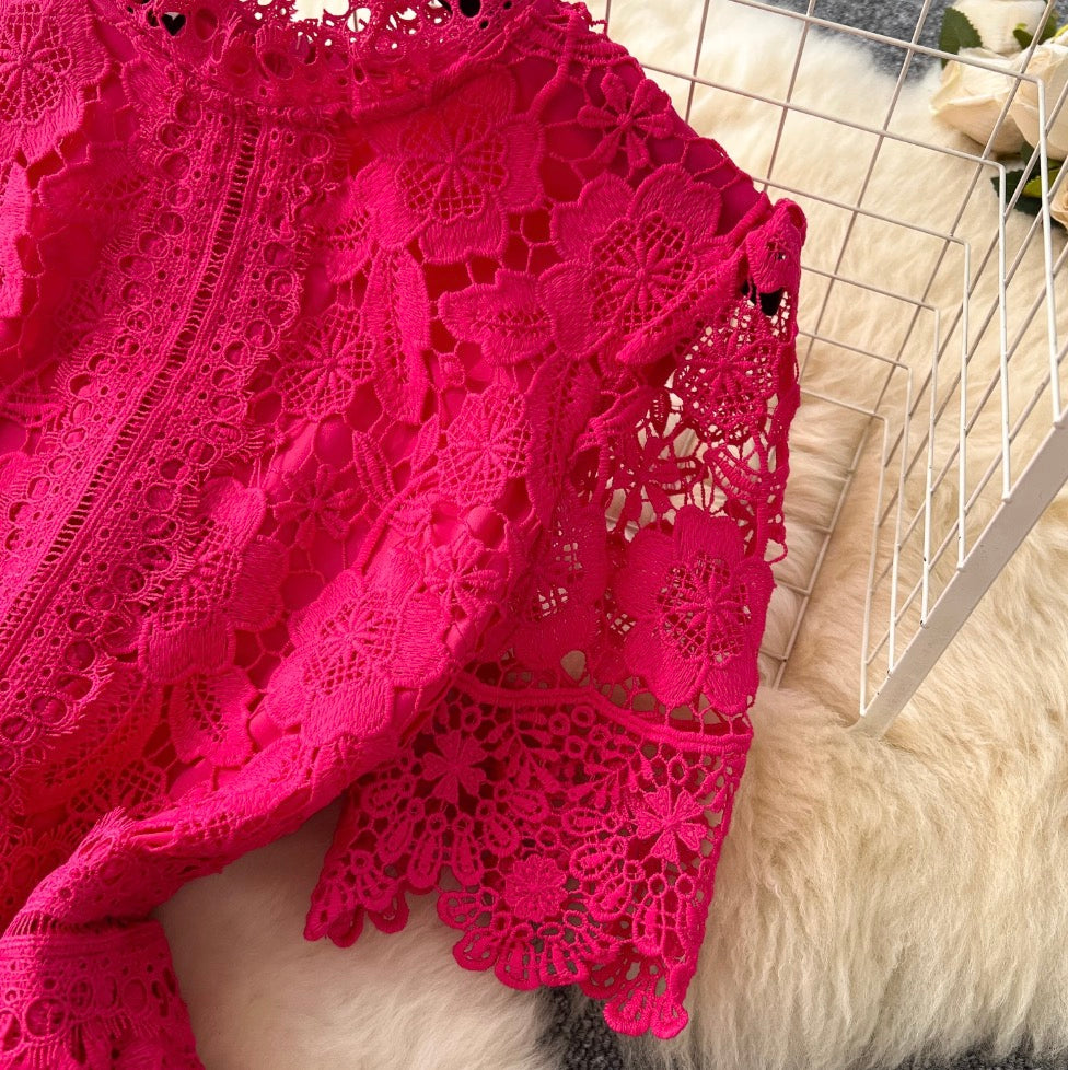 Vintage Crochet Lace A-line Dress