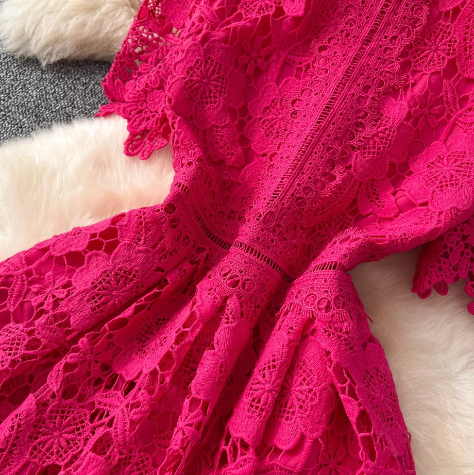 Vintage Crochet Lace A-line Dress