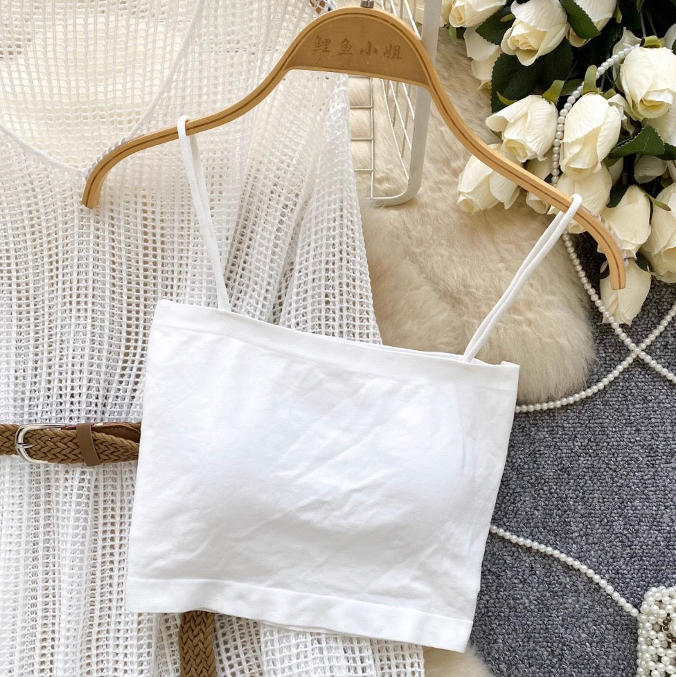 V-neck Hollowed Knitwear & Camisole 2Pcs