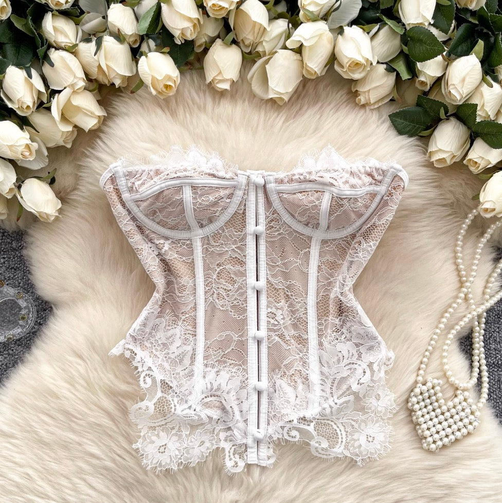 Premium Lace Patchwork Bustier Top